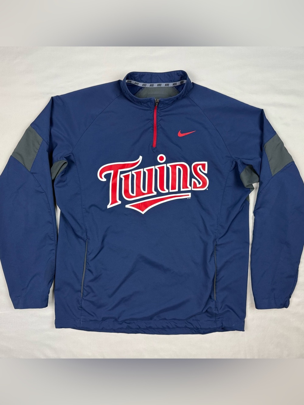 Nike Minnesota Twins Mens 1/4 Zip Pullover Windbreaker Sz Medium Navy/Grey B6